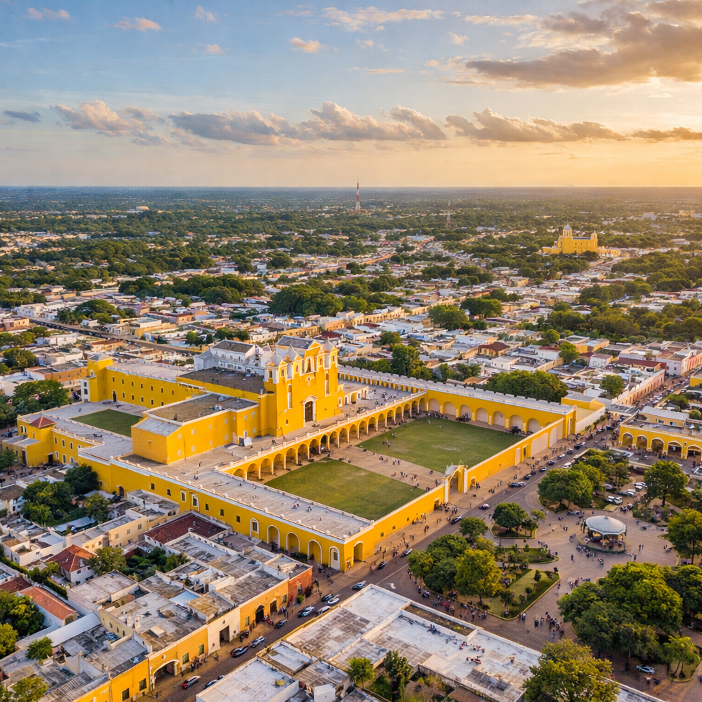 Vista aerea con dron de Izamal